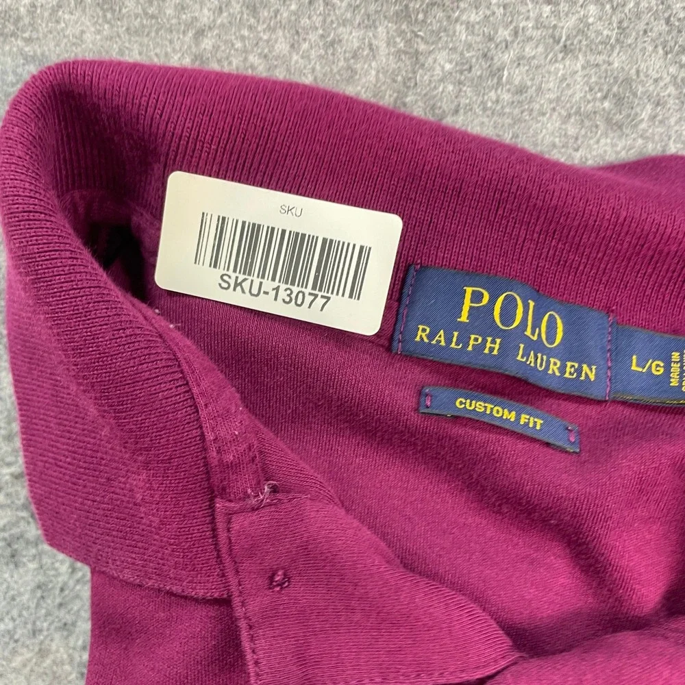 Polo Ralph Lauren Mens Polo Shirt L Plum Short Sleeve Custom Fit